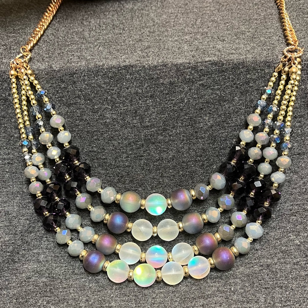 Ashley Cooper Aurora Borealis multi strand beaded necklace - Picture 4 of 7